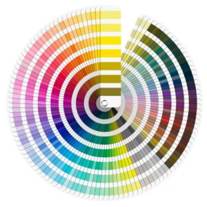 Colour sample wheel for garage door colour options RAL colour matching